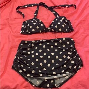 Vintage polka dot high waisted swim suit